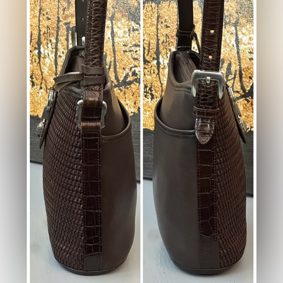 Brighton Brown Leather Weaved Shoulder Bag - Picture 7 of 14